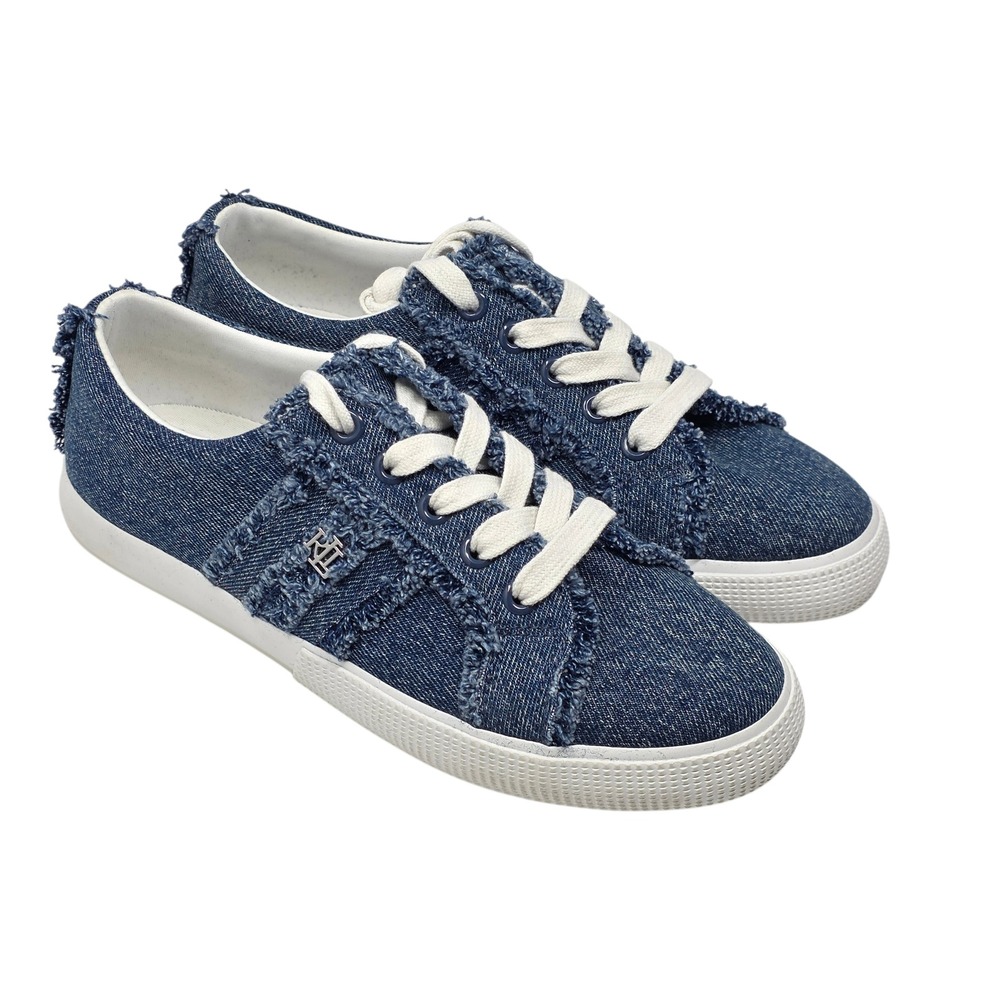 Lauren Ralph Lauren Janson Frayed Denim Low‎ Top Sneakers Women Size 6 Blue